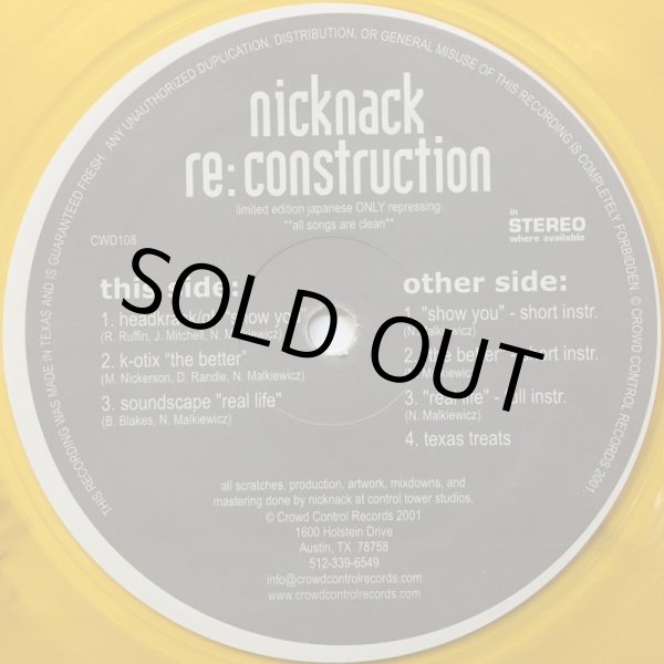 画像1: NICKNACK / RE:CONSTRUCTION (RE YELLOW) (1)