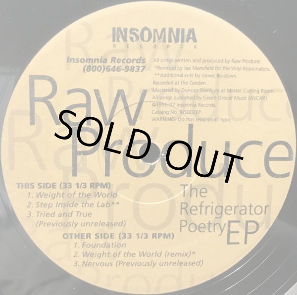画像1: RAW PRODUCE / THE REFRIGERATOR POETRY EP (1)