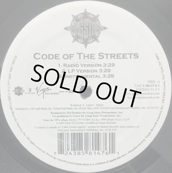 画像1: GANG STARR / CODE OF STREETS (RE) (1)
